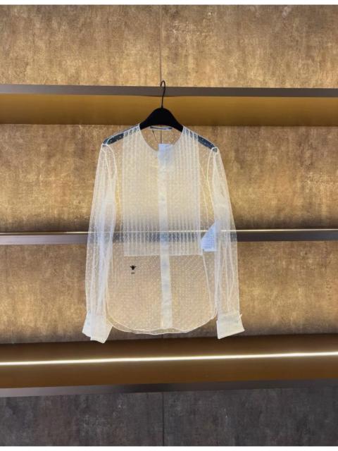 Dior CHRISTIAN DIOR white 2021 PLUMETIS SHEER TULLE Blouse
