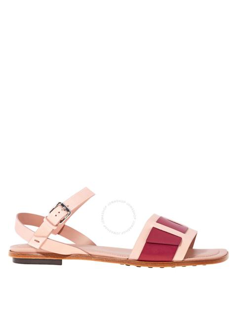 Tods Womens Sandals in Powder/Medium Red