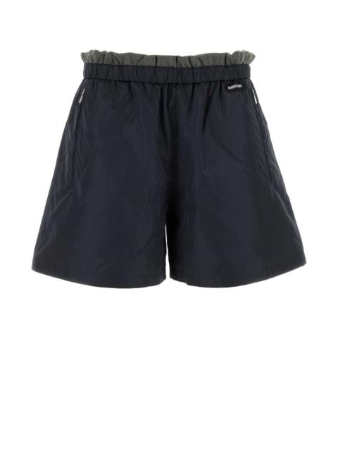 Miu Miu Miu Miu Women Navy Blue Tech Silk Shorts