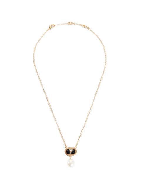 Valentino Oval-Enamelled-Vlogo-Necklace