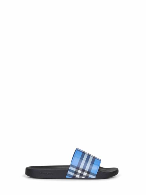 Burberry Burberry Men Cornflower Blue Rubber Check Slides
