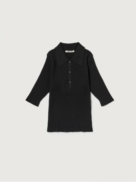 AURALEE COTTON HIGH GAUGE RIB KNIT POLO