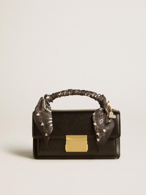 Golden Goose Small Venezia Bag in black boarded leather with silk scarf and charm