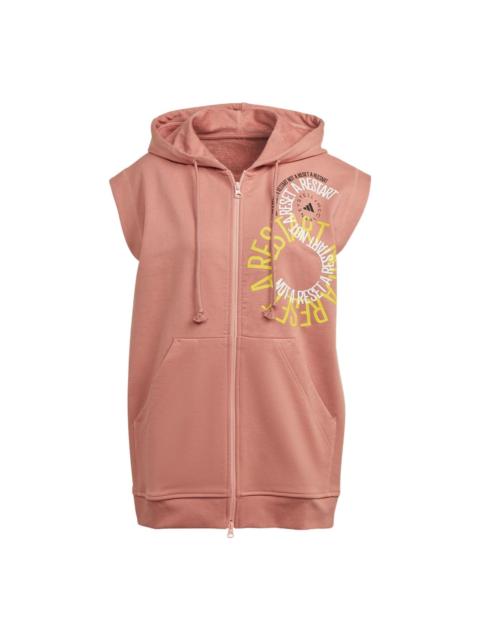 adidas adidas Logo Alphabet Printing Pattern Zipper Hooded Short Sleeve Pink Red IB5903