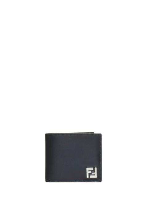 FENDI Fendi Men Compact Black Leather Bi-Fold Wallet