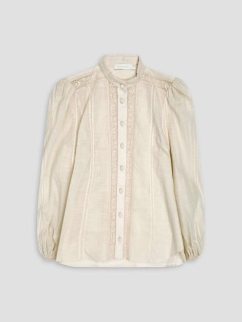 Zimmermann Lace-trimmed cotton-gauze shirt