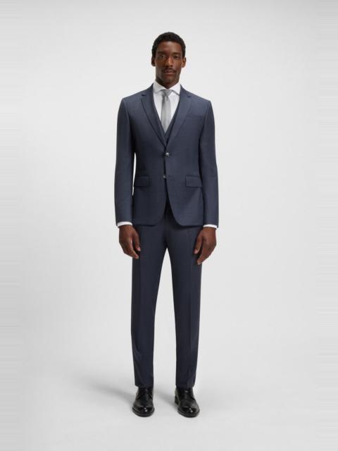 BOSS THREE-PIECE SLIM-FIT SUIT IN PATTERNED STRETCH WOOL