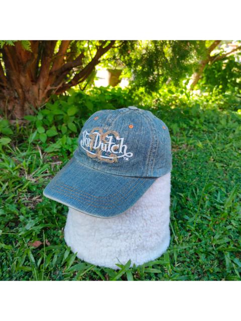 Other Designers Vintage VON DUTCH DENIM Embroidery Cap Leather Adjustable