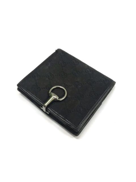 GUCCI Vintage Gucci Faded Black Monogram Clipper Wallet
