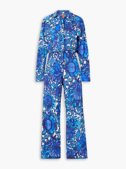 Other Designers Aviator floral-print cotton-poplin jumpsuit