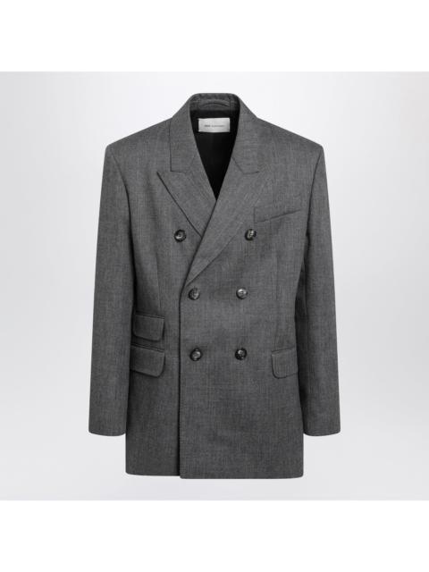 AMI Paris Ami Paris Double-Breasted Carbon Grey Virgin Wool Blazer Men