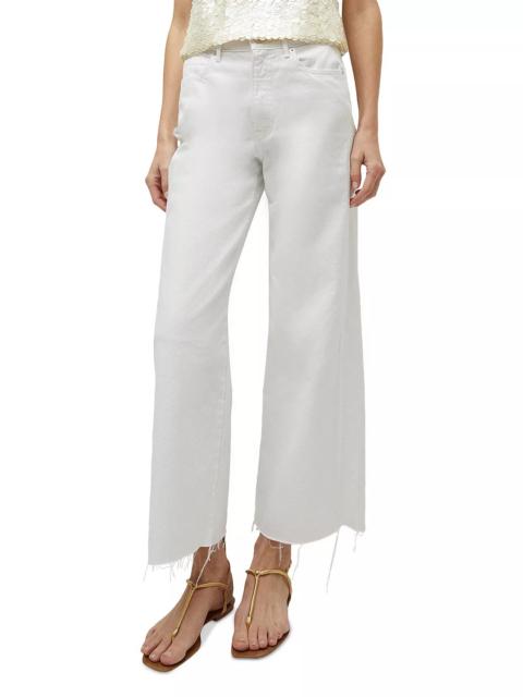 VERONICA BEARD Taylor High Rise Cropped Wide Leg Jeans in White