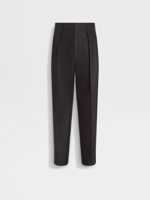ZEGNA DARK BROWN MÉLANGE WOOL PANTS