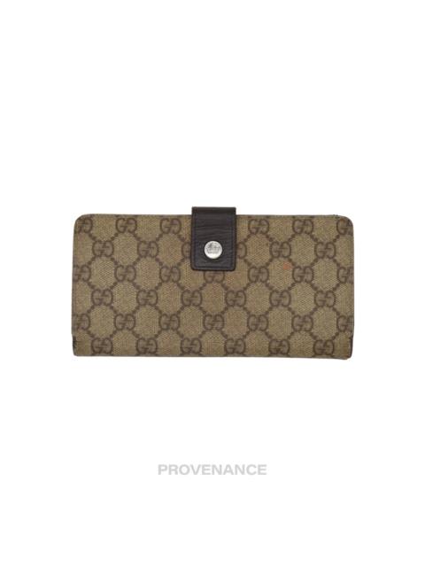 GUCCI Gucci Long Wallet - GG Supreme Brown