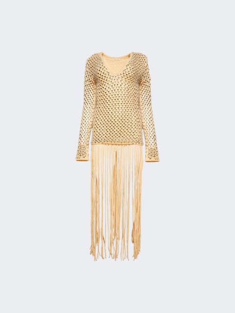 diotima Long Sleeve Gala Gown Sand