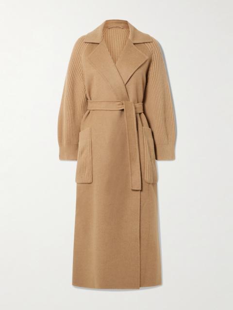 Max Mara Berard Camel Hair And Ribbed Wool And Cashmere-blend Coat