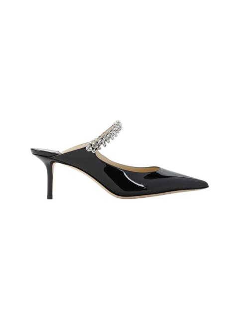 JIMMY CHOO JIMMY CHOO Bing 65 Black Patent Leather Crystal Strap Mules