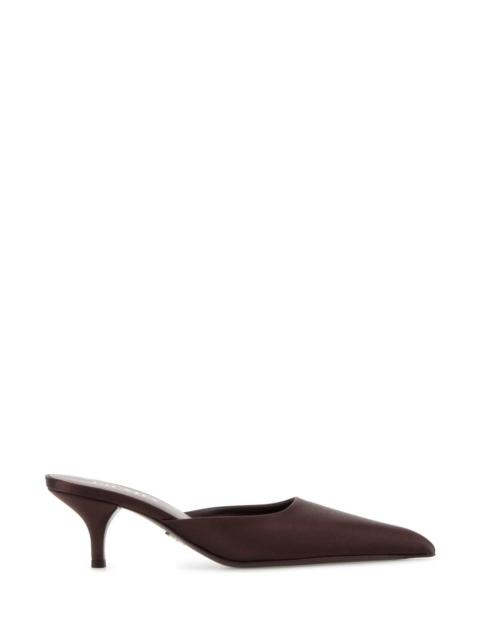 Prada Women Burgundy Satin Mules