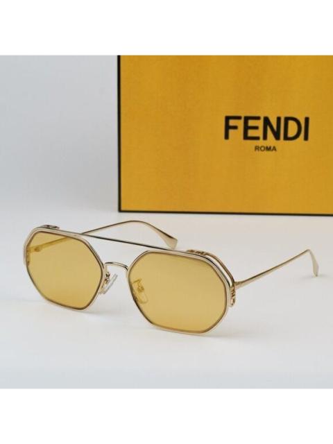 FENDI NEW Fendi FE40039U 10L Gold Yellow Mirror Unisex Geometric Sunglasses