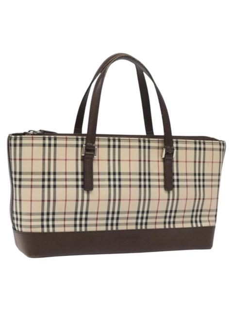 Burberry Burberry Nova Check Hand Bag Canvas Leather Beige Brown Silver