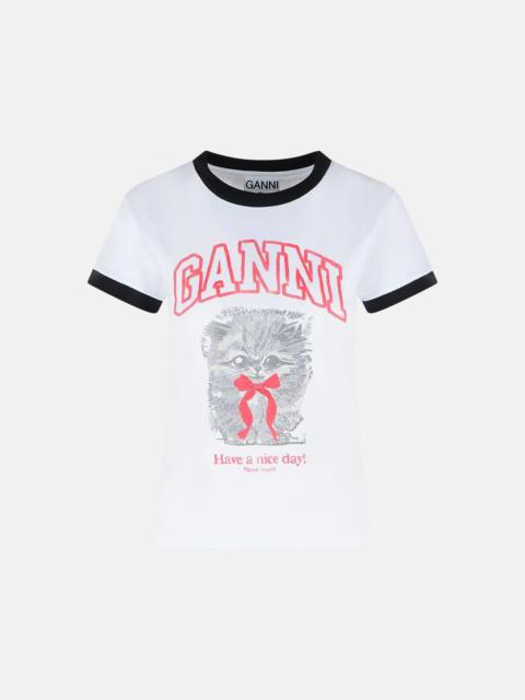 GANNI WHITE COTTON T-SHIRT