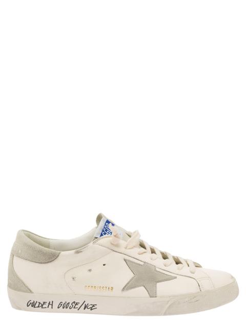 Golden Goose Golden Goose Men 'Superstar' White Vintage Low Top Sneakers With Grey Heel Tab In Leather Man