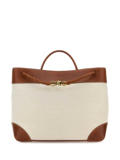 Bottega Veneta Bottega Veneta Women Two-Tone Canvas And Leather Large Andiamo Handbag