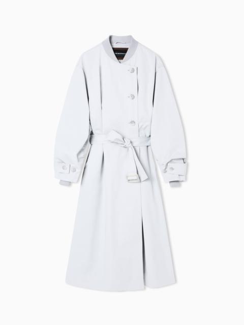 EMPORIO ARMANI TWO-PIECE EFFECT TRENCH COAT IN WATER-REPELLENT TECHNICAL COTTON