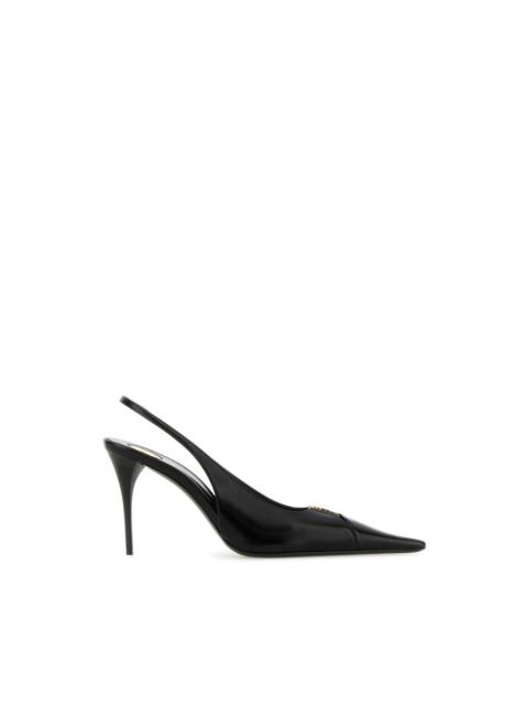 SAINT LAURENT SAINT LAURENT Babylone Black Leather 90mm Slingback Pumps Ne