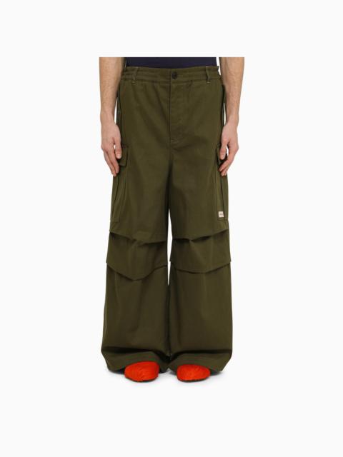 Marni Dark Green Cotton Blend Wide Cargo Trousers