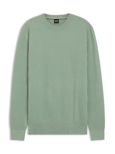 BOSS COTTON SWEATER WITH KNITTED STRUCTURE
