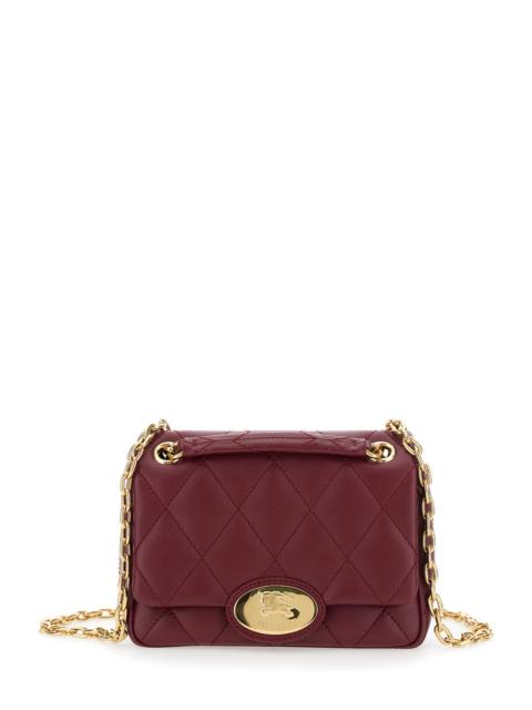 Burberry Burberry Women Bordeaux Quilted Crossbody Bag With Ekd Plaque On The Front And Chain-Link Shoulder S