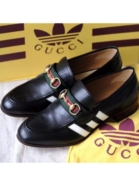 adidas GUCCI × adidas Black Leather Horsebit Sherry Line Loafers Size 6 NEW