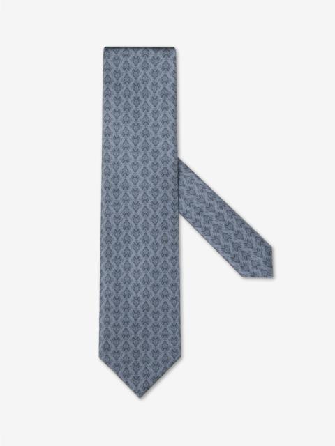 CORNELIANI Light blue pure silk tie with floral pattern