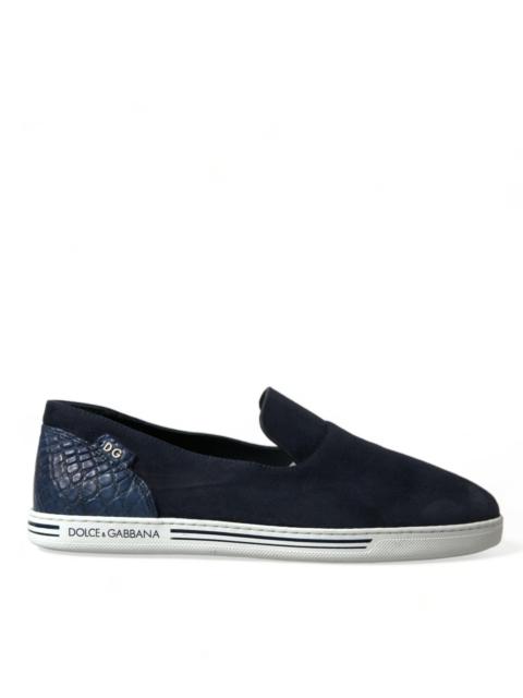 Dolce & Gabbana Dolce & Gabbana Blue Suede Caiman Loafers Saint Tropez Shoes