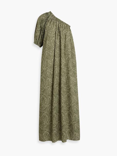 MATTEAU One-shoulder floral-print cotton-poplin maxi dress