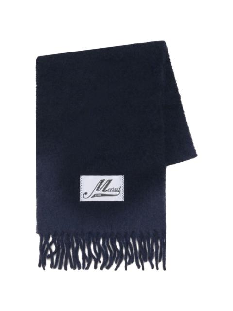 Marni logo-patch fringe scarf