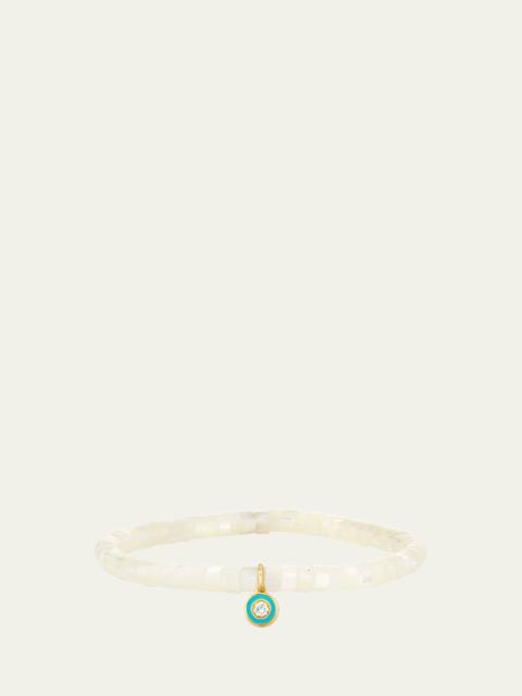 SYDNEY EVAN Enamel Charm Clear Beaded Bracelet