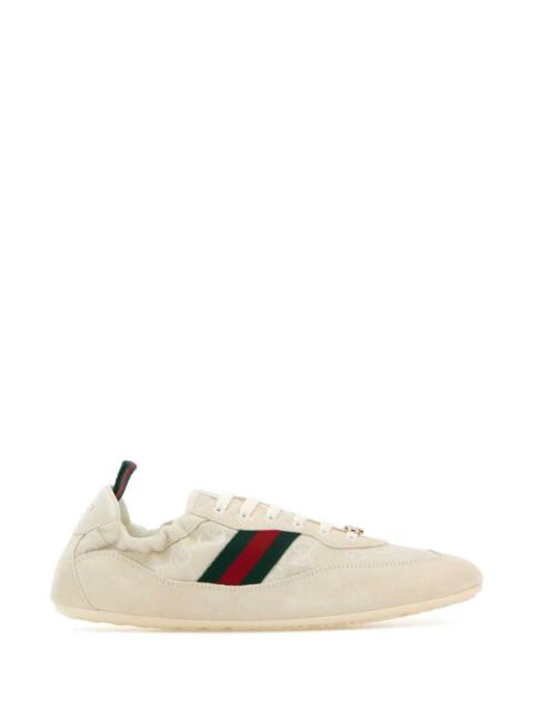 GUCCI Gucci Women Ivory Gg Fabric And Suede Sneakers