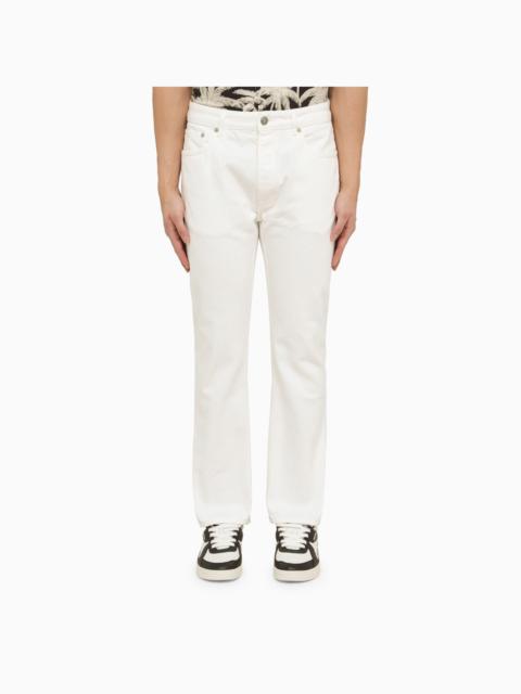 Palm Angels White Jeans With Monogram Embroidery
