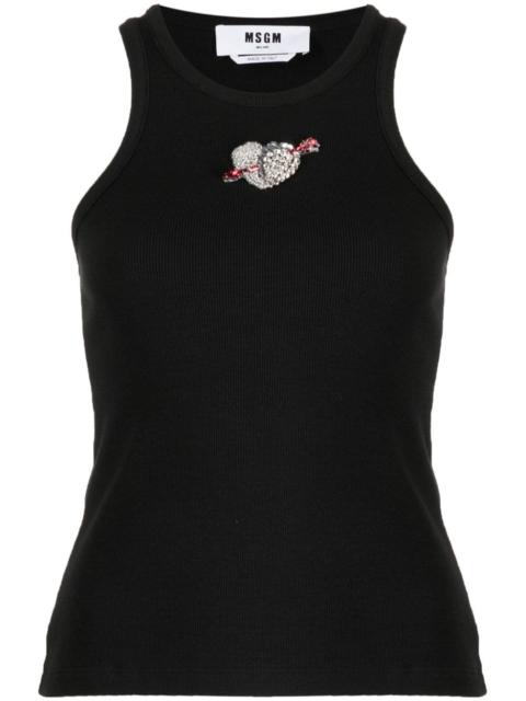 MSGM ribbed heart-embellished top