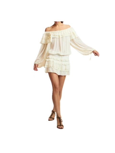 CYNTHIA ROWLEY Cynthia Rowley Ruffle Pleated Micro Skirt in Off White at Nordstrom