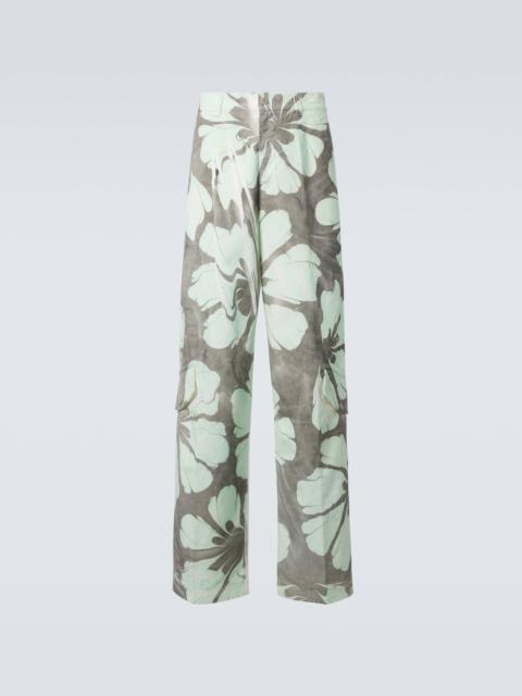Floral cotton wide-leg pants