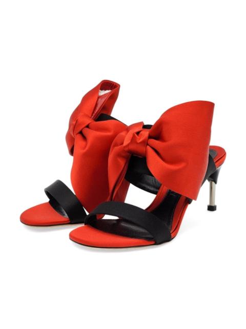 Alexander McQueen Pin Heel Bow Heeled Satin Mules Red Black EU 35 US 5 - $950