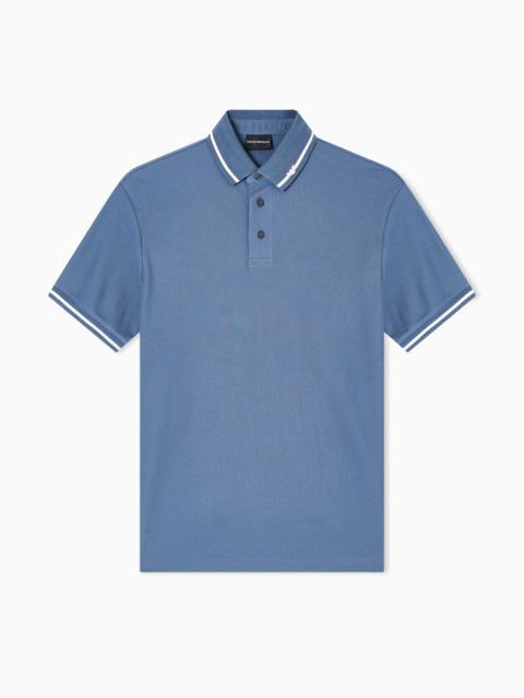 EMPORIO ARMANI PIQUÉ POLO SHIRT WITH MICRO EAGLE EMBROIDERY AND TRIM