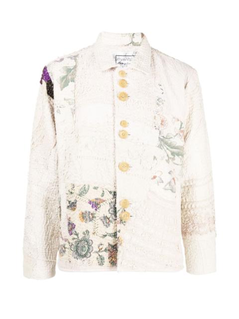By Walid EMBROIDERED-PATCHWORK COTTON SHIRT JACKET