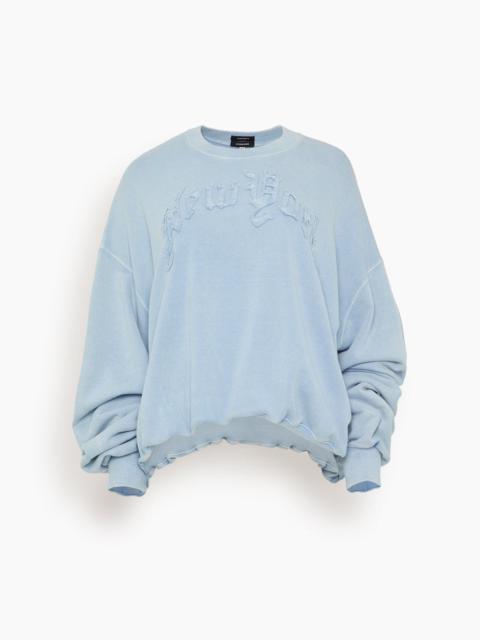 R13 New York Balloon Crewneck in Light Blue