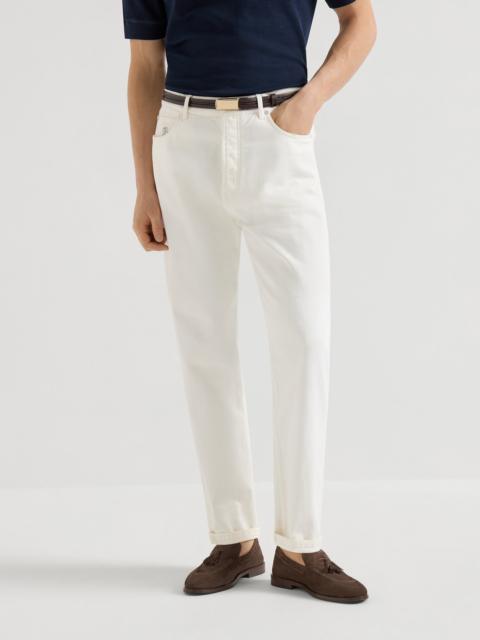 Brunello Cucinelli Garment-dyed iconic fit five-pocket trousers in denim