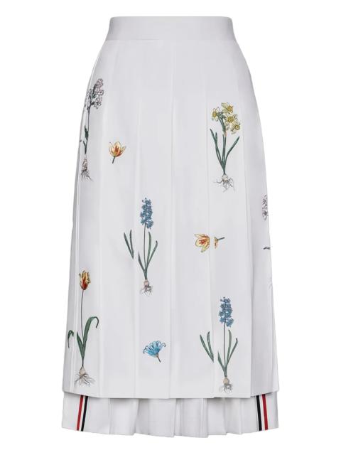 Thom Browne floral-embroidery midi skirt