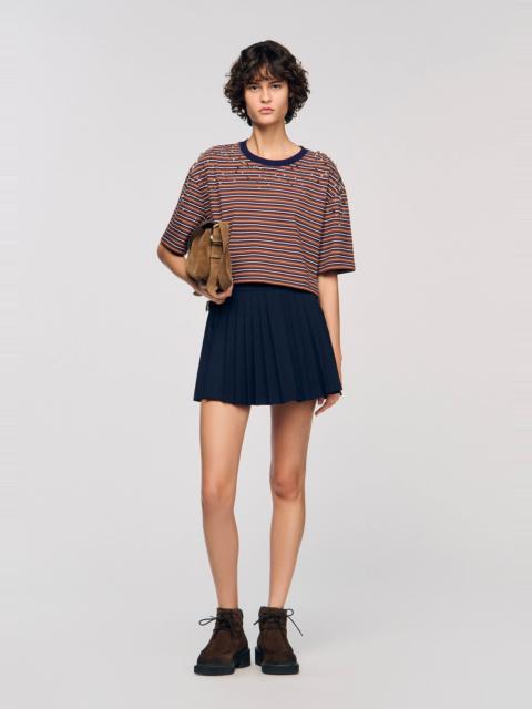 Sandro STRIPED RHINESTONE T-SHIRT